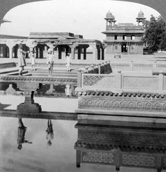 Court of the Mogul Emperors palace, Fatehpur Sikri, Indien, 1904.