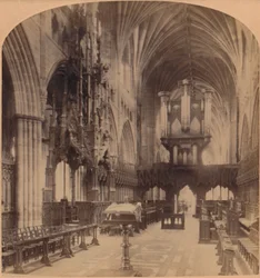 Interiör av Exeter Cathedral, England, 1900.