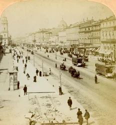 Nevsky Prospekt, huvudgatan i St Petersburg, Ryssland, 1897