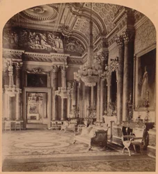 The Queens Gorgeous Blue Room, Buckingham Palace, London, England, 1900.
