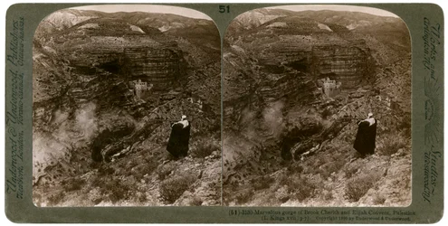 Klyftan Brook Cherith och Elijah-klostret, Palestina, 1890.
