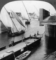 Den stora Nilbron, Kairo, Egypten, 1905.