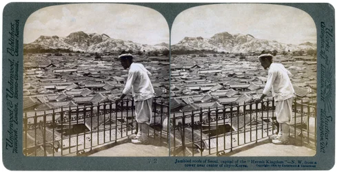 De röriga taken i Seoul, huvudstad i Eremitriket Korea, 1904.