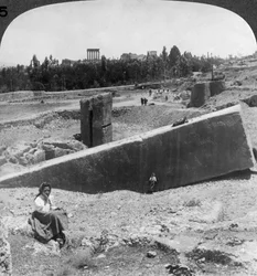 Ruinerna av Baalbek Balabakk, Syrien, 1900.