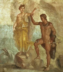 Perseus befriar Andromeda, från Castor och Pollux hus, Pompeji, 4:e dekorativa stilen, ca 50-79 e.Kr.