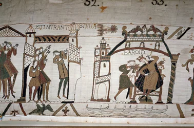 32: Kometens utseende; 33: En budbärare varnar kung Harold II (1022 - 1066) - Bayeux gobeläng, känd som Broderi av drottning Mathilde