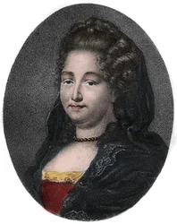 ANNE DACIER (f. Lefebre) Fransk grekisk forskare och översättare - porträtt av Anne Lefebvre dit Madame Dacier (Mme Dacier), fransk forskare (1647-1720).