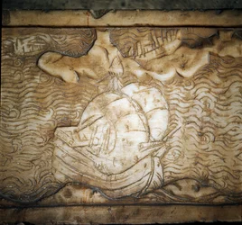 Ett genuesiskt skepp. Detalj av marmorrelief
