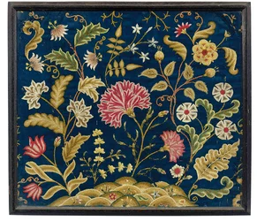 En George II broderad bild, ca 1740