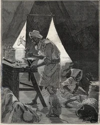 En kabylsk juvelerare i Algeriet på 1800-talet. Gravyr från 1885 i "" Les arts et metiers illustres"" av Adolphe BITARD.