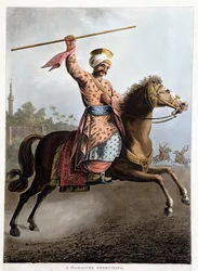 En mamluk på sin häst - i "Utsikter i Egypten, Palestina och andra delar av det osmanska riket"""