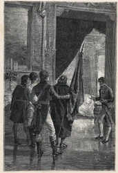 En deputation från Carbonari, det nationalistiska hemliga sällskapet, presenteras för Ferdinand I av Bägge Sicilierna (tidigare Ferdinand IV av Neapel), 1820