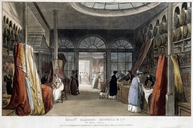 En tygaffär i London (England) - Litografi omkring 1800