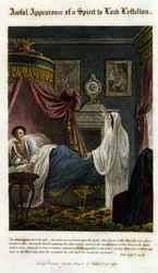 Ett spöke dyker upp inför Lord Lyttelton för att meddela hans död. 1825. Bibel. Morando, Milano.