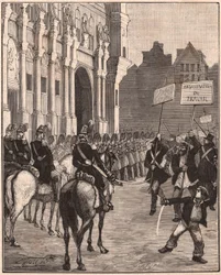 En grupp socialister som demonstrerar mot reformerna av Louis Napoleon Bonaparte, 1849 på Champ de Mars, Paris