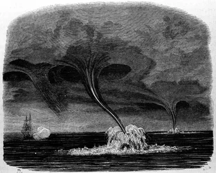 En tornado av vatten. 1800-talsgravyr.
