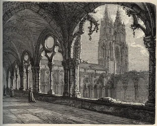 Abbaye Saint-Jean-des-Vignes - Soissons - (Saint Jean des Vignes) - gravyr i "" PATRIE" - PECTUREQUIREQUE BESKRIVNING AV FRANKRIKE I 6 BIND AV LUCIEN HUARD - slutet av 1800-talet