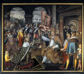 Abjuration av Henrik IV (1553 - 1610) 1572 - anonym målning från 1500-talet, katedralen i Tournai