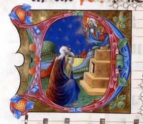 Abraham uppmanas av Herren att lämna sitt land. Miniatyr från en 1400-talskör ("civitatis" av Saint Augustine). Bibliotek i Lodi