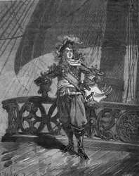 Amiral Tourville (Anne Hilarion av Costentin (Cotentin), greve av Tourville (1642-1701). på skeppet "Soleil Royal". Gravyr från 1800-talet. I "Histoire de France" av Jules Michelet