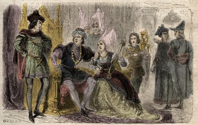 Agnes Sorel (1422-1450) vid Charles VII:s hov - Agnes Sorel a la cour de Charles VII - gravyr i "Dictionnaire populaire illustrious" - 1864 - av Joseph Decembre och Edmond Allonier -