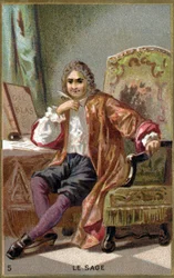 Alain Rene Lesage (Alain-Rene Le Sage) (1668-1747). 1800-talets kromolitografi.