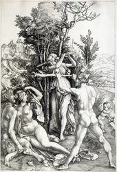 Allegorisk figur av svartsjuka - gravyr 1500-talet