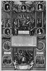 Almanach för år 1682 som representerar Dauphinens födelse (Louis de France känd som Grand Dauphin