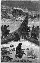 Amerikansk expedition till Lady Franklin Bay (1881-1884): räddning av besättningen. Gravyr i "" Nature: granskning av vetenskaperna och deras tillämpningar på konst och industri "" av 22 juni 1889.