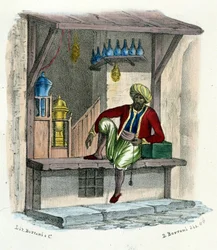 En arabisk försäljare, gravyr omkring 1850.