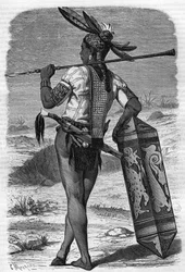 En Indigene Dayak bosatt i Saravak, Malaysia på 1800-talet i "Youth Journal" från 1888.