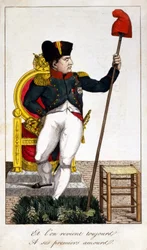 Och vi återvänder alltid till hans första kärlek, en karikatyr om Napoleon I som tar över makten 1815 (Episode of Hundred Days).