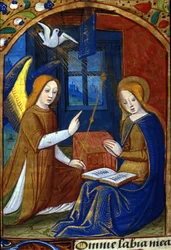 Bebådelsen. Handskrift från 1400-talet. Biblioteca Nazionale Braidense, Milano