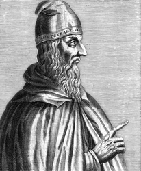 Aristoteles (384-322 f.Kr.) grekisk filosof, fransk gravyr