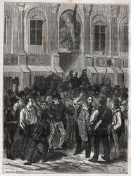 Armand Barbes, fransk revolutionär (1809-1870) före hans arrestering den 12 maj 1839 - Gravering av 1882 i "Histoire de dix ans: 1830-1840"" Louis-Blanc (1811-1882)