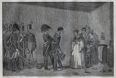 Arrestering av hertiginnan av Berry (1798-1870 Marie-Caroline de Bourbon-Sicilien) i Nantes den 7 november