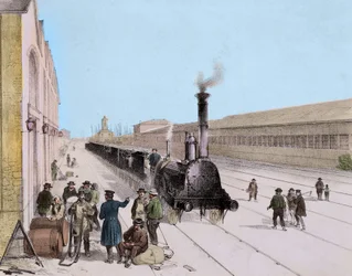 Ankomst av godståget Paris Orleans Line - Gravyr av 1800-talet - Privee Collection
