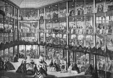 Aspekt av varuhuset "Au Corner de la rue"" (hörngatorna Montesquieu och Bons Enfants). Paris, september 1864.