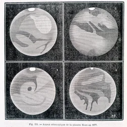 Teleskopiska aspekter av planeten Mars 1877 - i "" Popular Astronomy "" av Camille Flammarion, red. Marpon & Flammarion