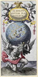 Atlas som bär världen. Gravyr från början av 1600-talet.