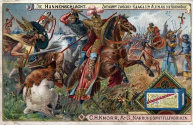Barbarian invasioner - Historien om Ekkehard IV av St. Gallen eller Eckhard, Eckhart (980 -1057) erudit och latinsk poet. Hunnernas strid. En unik strid mellan Ellak och den äldste av Heidenhohle.