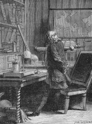 Benjamin Franklin i sitt fysiklabb i Philadelphia. I "Album of Science", Editions Jouvet