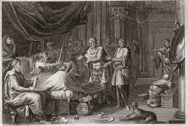 Bibeln från Royaumont, Gamla testamentet: Judas Machabee. Judas Machabee (Maccabee, Macabee) efterträdde sin far Matathias (Matathias, Mattatias) i arméns uppförande och stödde hela det judiska folket mot förtrycket av seleukiderna. Illustra