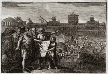 Bibeln från Royaumont, Gamla testamentet: Kung Cyrus. Kyros II den store, kung av Persien, och sedan från Babylon, efter att ha vetat att det hade förutspåtts av profeterna att det skulle vara han som skulle få Jerusalems tempel att göra uppror, ger makt t