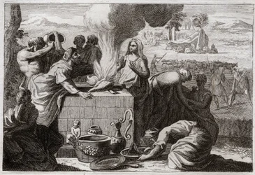 Bibeln från Royaumont, Gamla testamentet: Loth skiljer sig från Abraham. Ett bråk uppstod mellan Abrahams och Lots herdar, och de skildes från varandra, och Lot drog sig tillbaka till Sodom. Illustration från 1811.