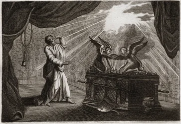 Bible of Royaumont, Gamla testamentet: Förbundets ark. Figur av arken. Illustration från 1811.