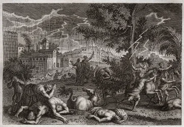 Bibeln från Royaumont, Gamla testamentet: Egyptens tio sår. Illustration av 1811.
