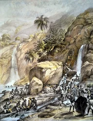 Brasilien, guldmalm är lava i Itacolumibergen (Minas Gerais). 1820