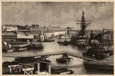 Brest - Militärhamnen - Finistere - Bretagne - gravyr i "" PATRIE"" - PECTURESSE BESKRIVNING AV FRANKRIKE I 6 BÅNDER AV LUCIEN HUARD - slutet av 1800-talet