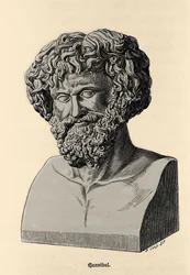 Byst av Hannibal eller Hannibal Barca (247 f.Kr. - 183 f.Kr.), karthagisk general och statsman.